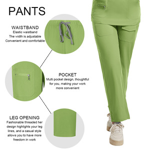 Women Scrub Set V-Neck Top With Pockets Elastic Waist Pants Moisture Wicking Hospital Uniforms Split Set Size S To XXL - Product Image 4