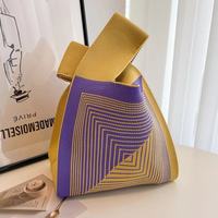 Sac fourre-tout élégant en tricot pour femme, sac à main portable avec pochette à nœud, idéal pour le shopping
