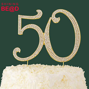Rhinestone 50 Cake Topper for <strong>50th</strong> <strong>Birthday</strong> /Anniversary Party <strong>Decoration</strong> - Product Image 2
