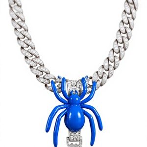 Collar con Colgante de Letra Araña Azul, Moissanita, Chapado en Oro Rosa y Rodio, Estilo Diamante, Joyería Hip Hop, Regalo - Product Image 1