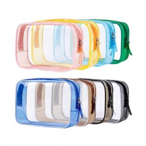 Bolsa de Aseo Transparente para Viaje, Impermeable, Tamaño Cuarto de Galón, Organizador de Maquillaje de PVC para Mujer - Product Image 1