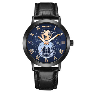 Relojes <span class=keywords><strong>de</strong></span> Cuarzo <span class=keywords><strong>de</strong></span> Lujo para Hombre, Diseño Creativo con Mapa del Mundo Romano, <span class=keywords><strong>Calendario</strong></span>, Reloj <span class=keywords><strong>de</strong></span> Pulsera <span class=keywords><strong>de</strong></span> Cuero Cómodo para el Tiempo Libre - Product Image 3