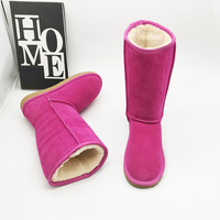 Bottes Hautes de Luxe de Créateur 2024 en Gros, Mode Hiver d'Extérieur en Cuir de Vachette et Laine pour Femme