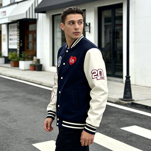 Custom Letterman Baseball <b>Fleece</b> Jacket Wholesale Embroidery Unisex Streetwear Long Windproof 2026 New Arrival Varsity ODM - Product Image 4
