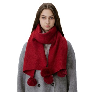 Bufanda de Cachemira Sintética con Logotipo Personalizado, Color Sólido, Tejida con Pompones y Flecos, Unisex, para Invierno, Venta al Por Mayor de Fábrica - Product Image 2