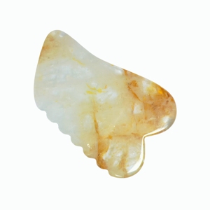 Planche Gua Sha en quartz hématite jaune naturel, à dents irrégulières, pour le massage facial et corporel et la stimulation des points d'acupuncture - Product Image 4