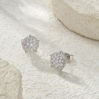 Boucles d'oreilles clous rondes en filigrane, argent sterling 925, pavé de moissanite, pour le quotidien, le bureau ou les soirées