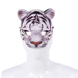 Topeng harimau pesta Halloween Anak Dewasa menakutkan gaun indah karnaval Halloween topeng binatang realistis pesta Cosplay