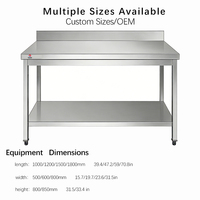 Table de préparation en acier inoxydable robuste pour usage commercial avec étagères réglables pour la restauration