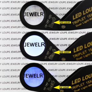 15x Magnification High Quality Jewelry Magnifier Tool Magnifier 6 LED UV Light 21mm Foldaway <b>Pocket</b> Black Frame - Product Image 3