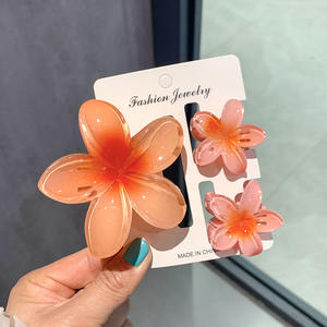 Adorables petites pinces à cheveux en forme de griffe de requin à fleurs, mignonnes en plastique/PC, tendance pour les coiffures mi-hautes, ensemble de pinces à cheveux douces en plumeria - Product Image 6