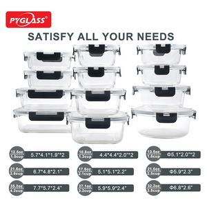 Pyglass Top Seller 24 pièces de récipients de stockage des aliments en verre supérieur ensemble de couvercles carrés en plastique pliants pour accessoires de cuisine - Product Image 6