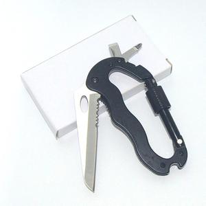 Carabiner With Foldable Knife Black Aluminum Alloy Outdoor Multi Tool EDC <b>Hook</b> - Product Image 6