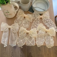 Offre Spéciale grandes pinces à cheveux en dentelle de tulle blanc mignon, accessoires pour cheveux clips d'arcs de ruban pour bébé filles cheveux mariée