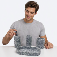 Ensemble de 6 accessoires de salle de bain en ciment écologiques, modernes et simples, avec distributeur de lotion, pour la décoration de la maison