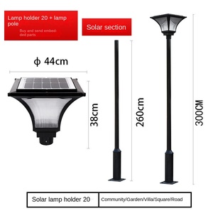 Lampadaire solaire LED de jardin 300 cm de hauteur, corps en fer IP66, abat-jour en verre, blanc chaud doux 2700K, contrôle par détecteur de mouvement, angle de faisceau 144° - Product Image 5