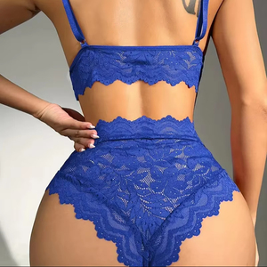 Nouvel arrivage Ensemble de lingerie femme grande taille Temptation col en V Ensemble de sous-vêtements deux pièces sexy en dentelle Perspective - Product Image 2