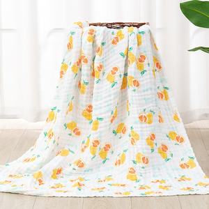 Edredón Floral de <span class=keywords><strong>gasa</strong></span> de algodón 100% de seis capas personalizado para recién nacidos, conjunto de manta de seguridad para bebés de muselina, algodón orgánico INF - Product Image 3