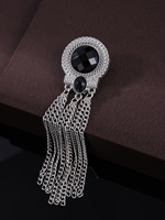 Broches en alliage haut de gamme pour hommes, avec cristaux, strass, chaîne à pampilles, plaqué argent, style personnalisé, nouveau modèle pour mariage et anniversaire