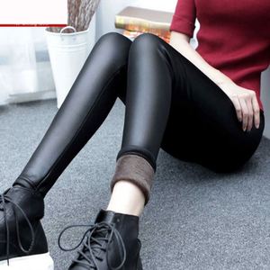 Leggings d'hiver pour femmes en polaire Pantalon en imitation <span class=keywords><strong>cuir</strong></span> PU Pantalon crayon élastique Slim Tight Casual Outwear Long Leggings - Product Image 5
