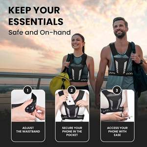 Hydration Black Reflective <b>Running</b> Vest Adjustable Waistband Hiking Marathon Runner Lightweight Mesh Vest With Bottle Holder - Product Image 6