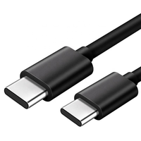 Cable de Datos Tipo-C 2.0 a Tipo-C de Carga Rápida de 3.3 Pies (1M), PVC 3A60W, con Revestimiento de PVC y Cobre BC para Teléfono Móvil y Computadora, Negro