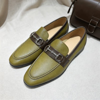 Chaussures en cuir décontractées pour hommes, mocassins en cuir véritable avec fermoir, faits à la main, pour affaires et occasions décontractées, chaussures à enfiler haut de gamme