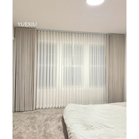 Rideau plissé motorisé à fixation au plafond, tissu occultant et voile double couche pour chambre à coucher, taille personnalisée