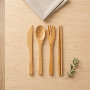 Best Seller Eco2go Bamboo <b>Cutlery</b> Set with Mirror Polish <b>Travel</b> Box & Bag for Home & Restaurant Use Vietnam Origin - Product Image 1