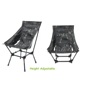 Складной стул из алюминия 7075 большого размера с регулируемой высотой, откидной стул для кемпинга с боковым карманом