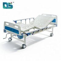 Lit d'hôpital médical manuel réglable à 2 fonctions avec panneau de tête en ABS, 2 manivelle, garde-corps relevables et roulettes
