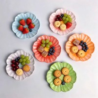 Wholesale Flower Shaped Hand-painted Ceramic Dinnerware Unique Floral Plate Set for Wedding Gift Factory Direct