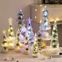 JIAXUN Décoration de Noël de bureau en forme de flocon de neige lumineux avec aiguilles de pin, veilleuse d'ambiance pour intérieur, cadeaux