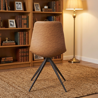 Chaise de salle à manger industrielle simple en cuir PU, base métallique à quatre étoiles, sans accoudoirs, chaise d'appoint pour café, salon de thé, mobilier de salle à manger domestique