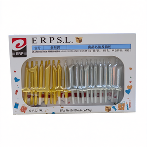Candeline di compleanno ERP M155 oro e argento, colore misto, 12 pezzi per confezione, per decorare torte - Product Image 1