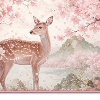 Tapis de souris de jeu de style Mori, anime japonais, imprimé cerf et fleurs de cerisier, suivi fluide, antidérapant, 800 x 400 x 3 mm