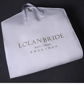 Logo personalizzato all'ingrosso di qualità copertura per vestiti traspiranti abito da sposa lungo borsa per abiti da sposa in tessuto Non tessuto