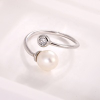 Bagues KAMMY 7-7,5 mm en argent sterling plaqué platine/rhodium avec perles d'eau douce de luxe, double perle, design tendance pour fiançailles
