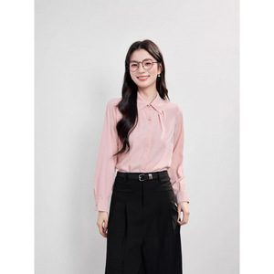 Women's Long Sleeve White Shirt Button Down Office Wear Simple Style Folds Design Spring Autumn Collection - Product Image 2