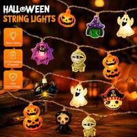1 Buah Lampu Tali LED 3V Halloween Tidak Dapat Diredupkan 10/20 LED Lampu Peri Hantu Labu Laba-laba Mumi Kerangka Lampu Peri Pesta Liburan Rumah