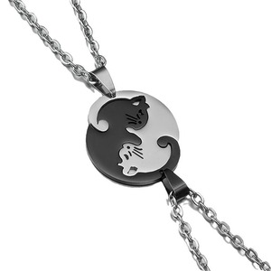 Xintong Factory Love Cat Collar de acero inoxidable Love Cat Pareja Amor Colgante Chapado en oro Accesorios de joyería de acero inoxidable - Product Image 5