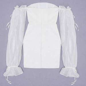 Мужская сексуальная модная одежда с открытыми плечами белая бандажная облегающая повседневная одежда Vetements-femme-chic - Product Image 6