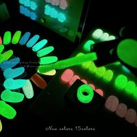 VENDEENI Kit de Gel à Ongles Lumineux 15 Couleurs Effet Pailleté Poudre Fluorescente Vernis à Ongles Coloré Longue Durée pour Salon de Manucure