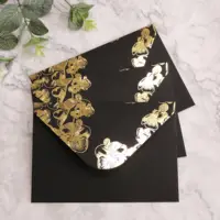 Buste per portafogli aziendali ad alta quantità busta per Foiling in oro con fiore nero