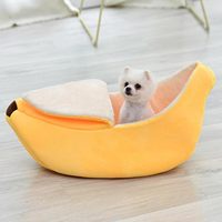 Mignon drôle lavable hiver chaud doux chenil pour animaux de compagnie banane chien chat lit de couchage nid chenil banane peler chat maison