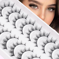 10 paires de faux cils en vison synthétique segmentés naturels, légers, pour usage quotidien, cils souples à bande noire pour débutants G010