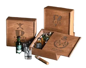 Sliding Lid Wood Cigar Packaging Gift Box Custom Size Logo Small Wedding Gift Box