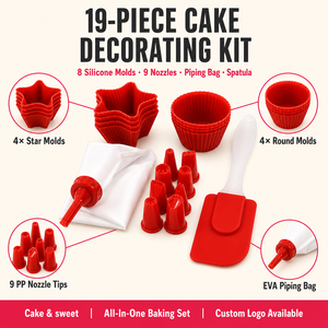 Juego de Decoración de Pasteles de 19 Piezas, <span class=keywords><strong>Moldes</strong></span> de Silicona <span class=keywords><strong>para</strong></span> Cupcakes, Boquillas de Repostería de PP, Bolsa de Repostería de EVA, Kit de Repostería de Grado Alimenticio LFGB, Logotipo Personalizado - Product Image 2