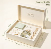 Boîte cadeau rigide personnalisée avec couvercle et base, fermeture magnétique, insert en carton gris pour ensembles de diffuseurs de parfum