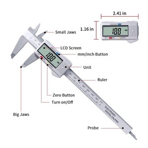 Vernier-calibrador <span class=keywords><strong>digital</strong></span> de fibra de carbono, pantalla <span class=keywords><strong>digital</strong></span> grande de precisión de 150mm, 0-0,1mm - Product Image 6